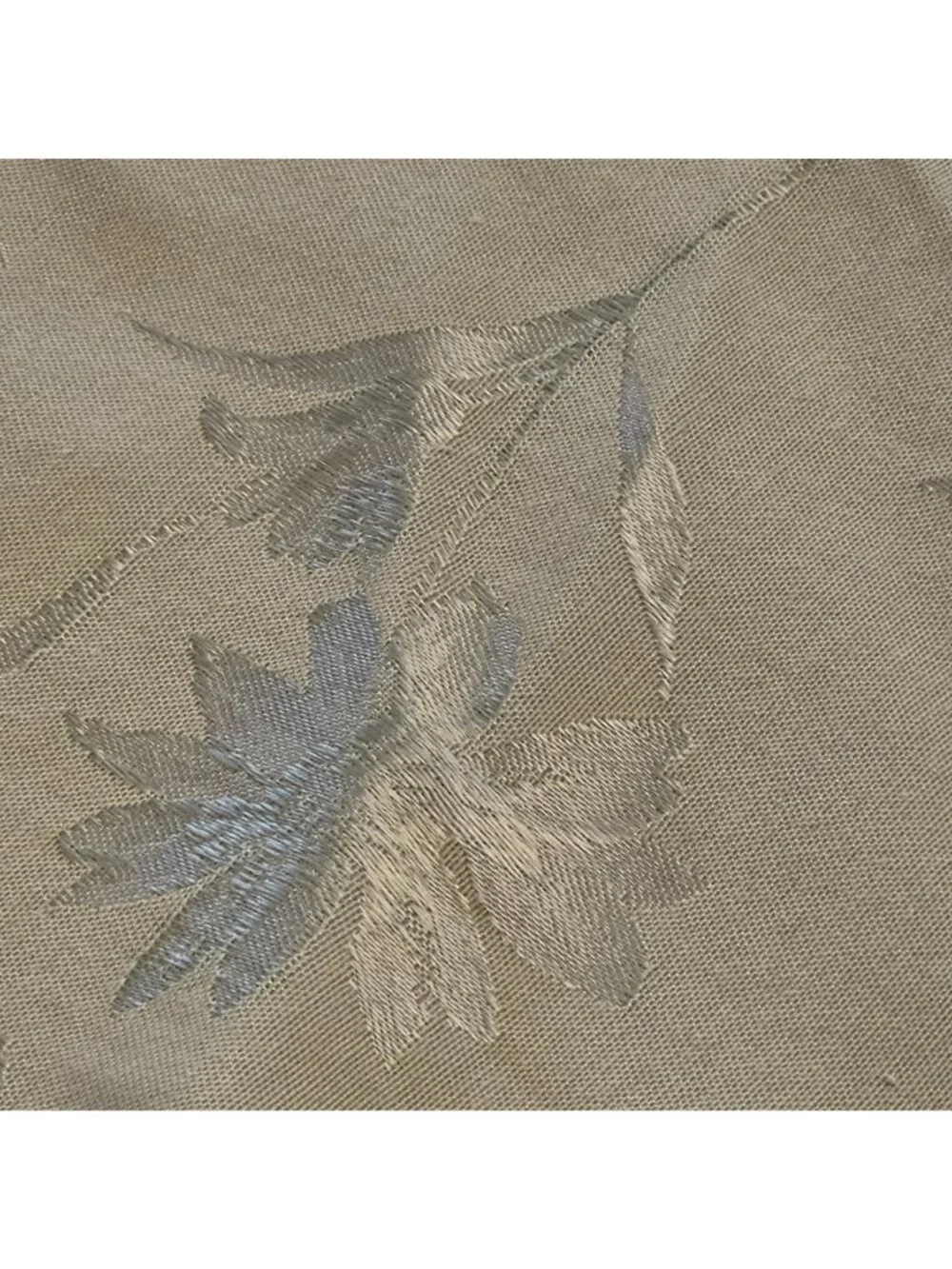 Vintage Floral Pastel Olive Green Jacquard Fabric Tablecloth 115 x 56